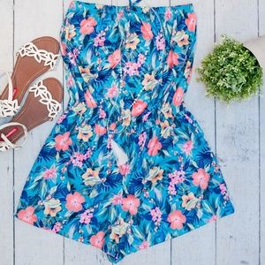 CW Classics Blue Tropical Beach Romper Size Large